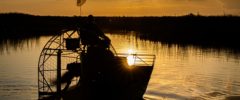 Airboat in Central Florida at Sunset