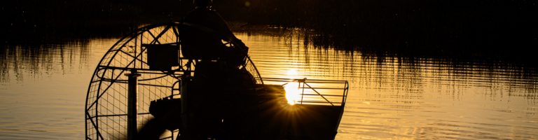 Airboat in Central Florida at Sunset